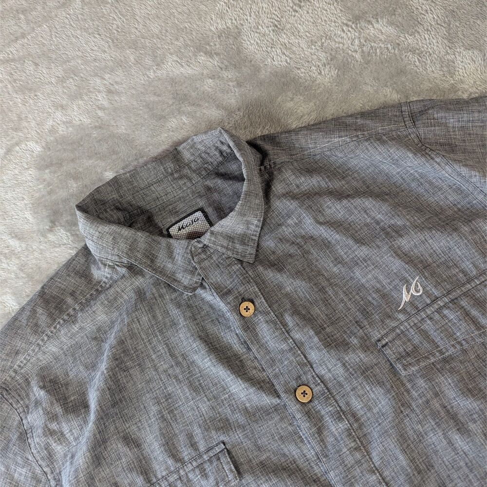 Mojo Sportswear Fishing Shirt Mens 3XL Heather Grey Short Sleeve Button Up 3X